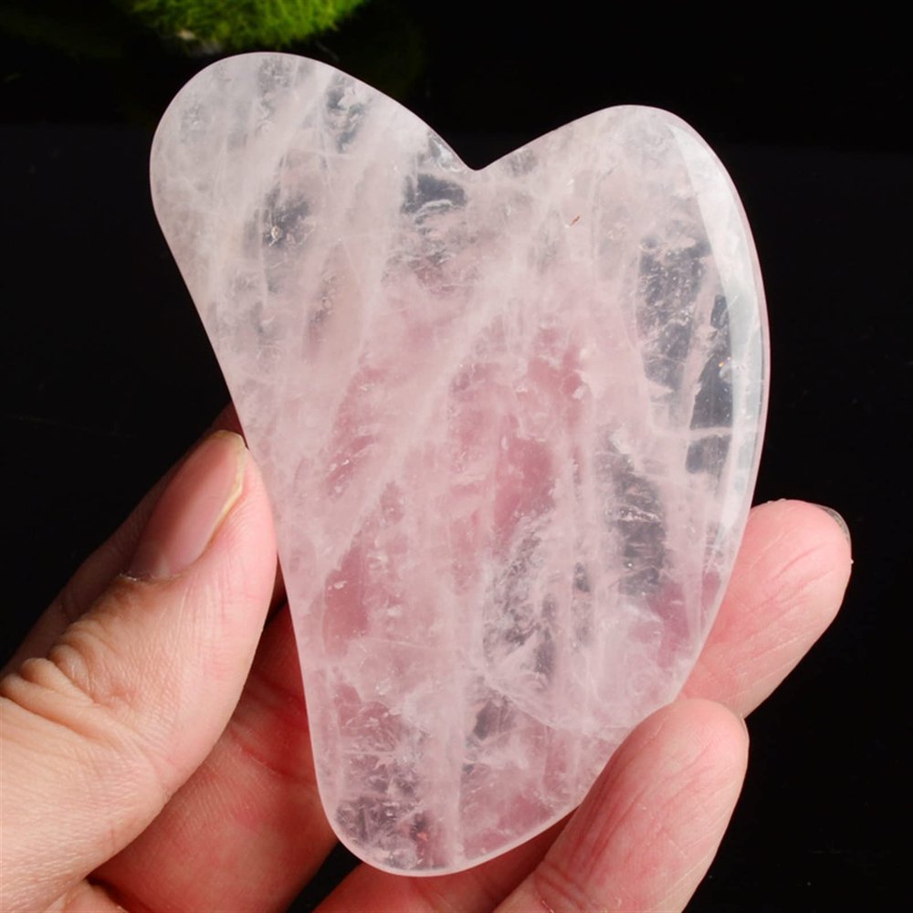 BAWHO Face Massager Gua Sha Rose Quartz Jade Guasha Stone for Chin Neck Face Lifting Wrinkle Remover Skin Detox Beauty Care 1Pcs (Color : Heart)