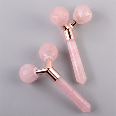 BAWHO 3D Rose Quartz Face Roller Natural Jade Stone Beauty Massage Tool Face Thin Lift Remove Wrinkles Spa Relax Face Massager 1Pcs