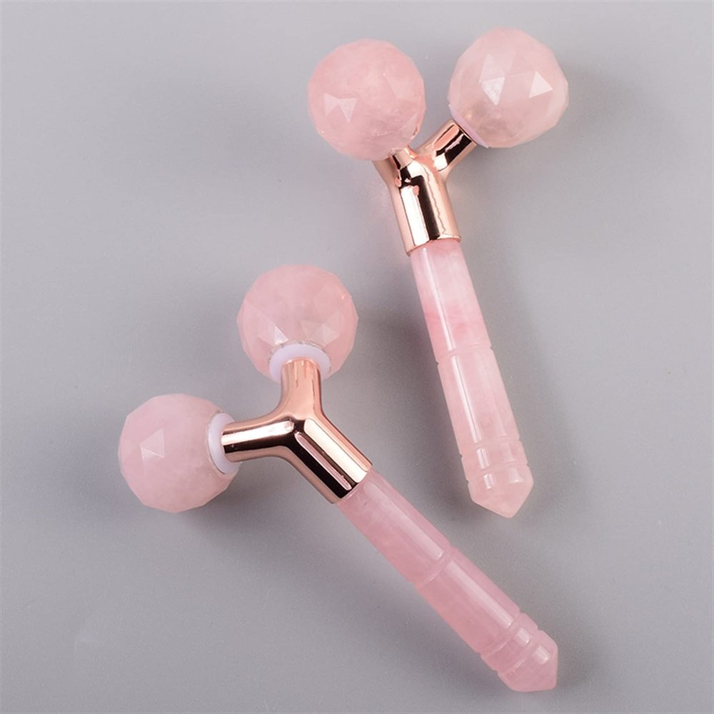 BAWHO 3D Rose Quartz Face Roller Natural Jade Stone Beauty Massage Tool Face Thin Lift Remove Wrinkles Spa Relax Face Massager 1Pcs