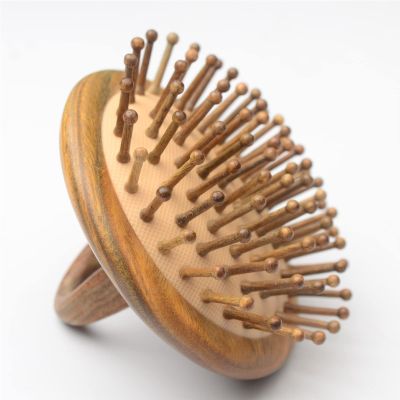 BAWHO 8cm Ring Sandalwood Comb Airbag Brushes Portable Meridian Scraping Scalp Massage Relax Round Wooden Massage Comb Hair Loss 1Pcs (Color : Style A3)