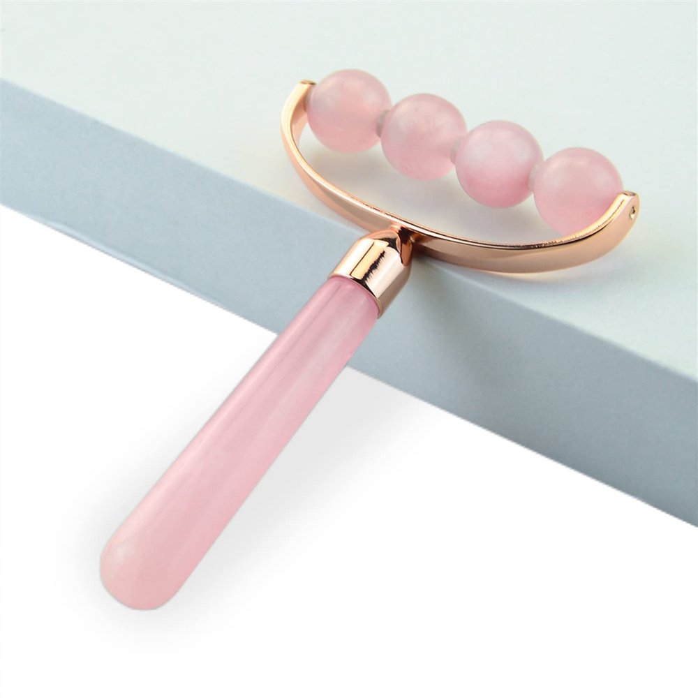 BAWHO 4 Beads Rose Quartz Ball Massage Stick Face Massager Lifting Slimming Remove Wrinkles Skin Detox Beauty Relax Tool 1Pcs (Color : 1pcs mini only)