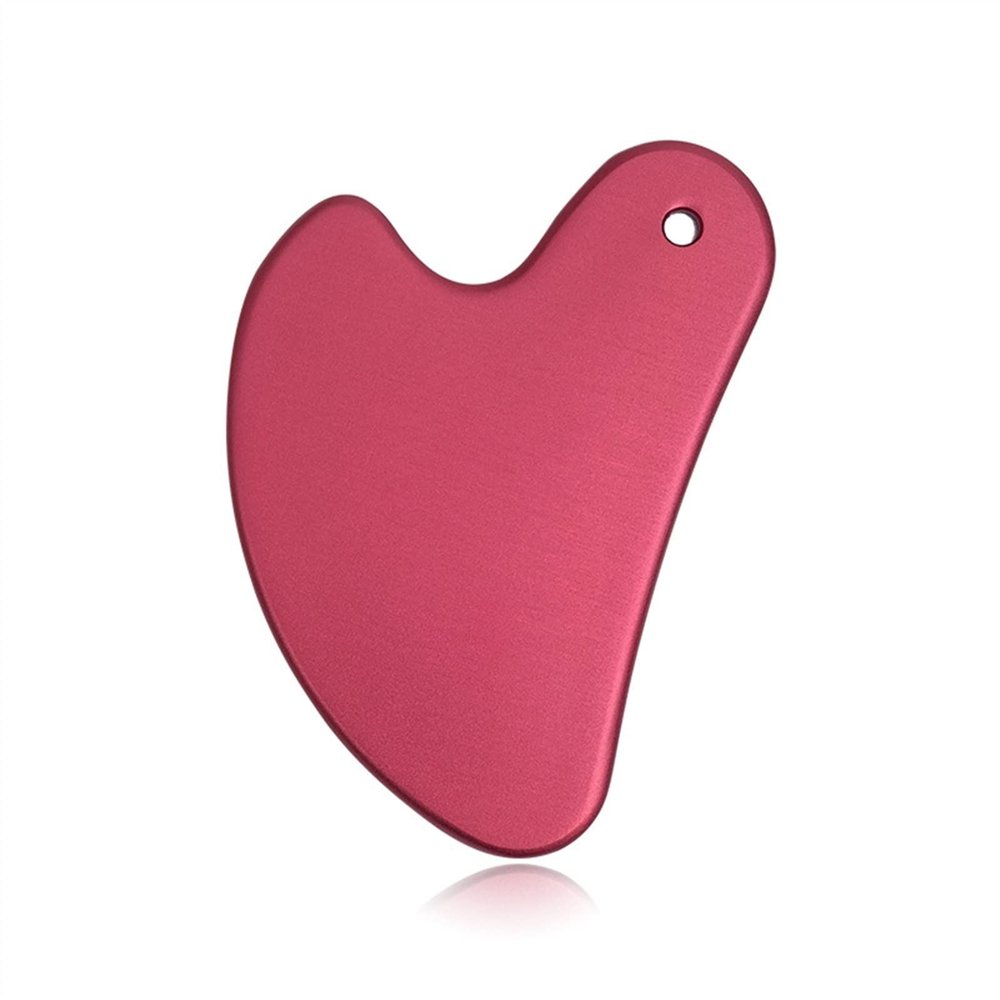 BAWHO Gouache Massage Gua Sha Tool Face Lift Anti-Aging Skin Tightening Cooling Metal Contour Reduce Puffiness 1Pcs (Color : Red)