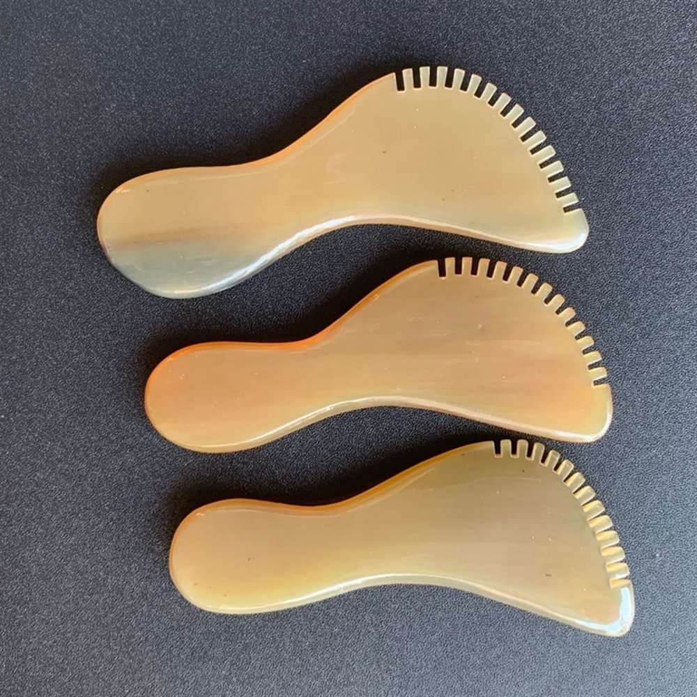 BAWHO Face Eye Lifting Spa Massage Tool Natural Horn Sawtooth Gua Sha Board Scraping Plate Wrinkle Remover Acupuncture Therapy Scraper 1Pcs