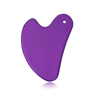 BAWHO Gouache Massage Gua Sha Tool Face Lift Anti-Aging Skin Tightening Cooling Metal Contour Reduce Puffiness 1Pcs (Color : Purple)
