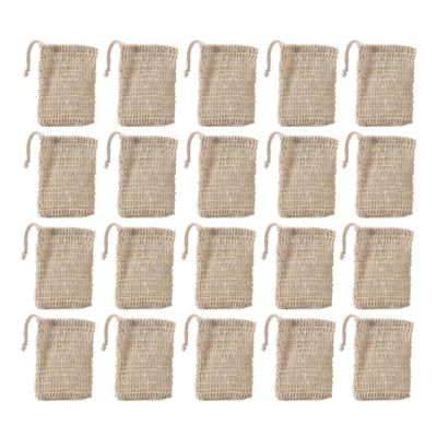ALOEU 50Pcs Shower Bath Sisal Soap Bag Natural Sisal Soap Bag Exfoliating Soap Saver Pouch Holder
