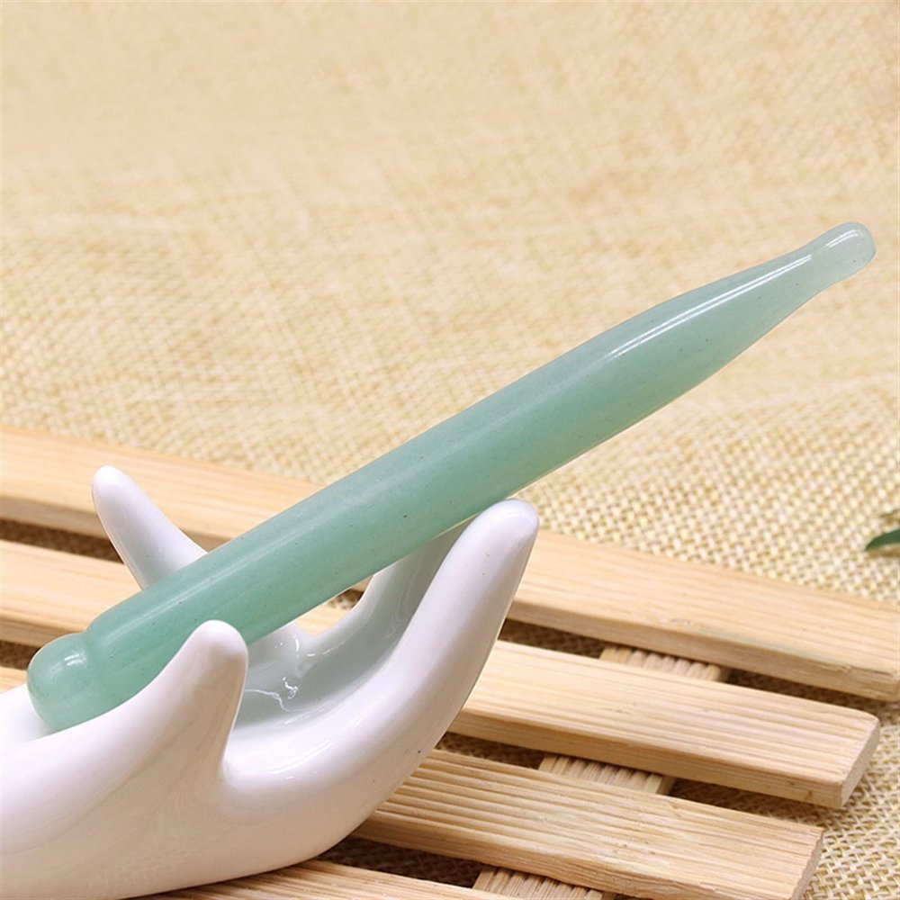 BAWHO Natural Jade Wand White Crystal Massage Wand Obsidian Stick Natural Hot Stone Body Massage Stick Face Massager Bar Beauty Sticks 1Pcs (Color : 2)