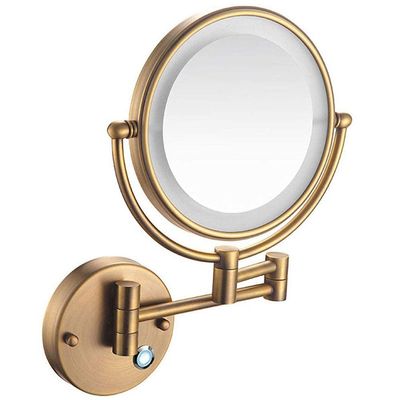5X Magnifying Wall Mount Led Lighted Makeup Mirror Touch Screen Shaving Mirror Double-Sided Round Bathroom Vanity Mirror Swivel Extendable Cosmetic Mirror Concealed Install Makeup And Shavi ( C ( Colo