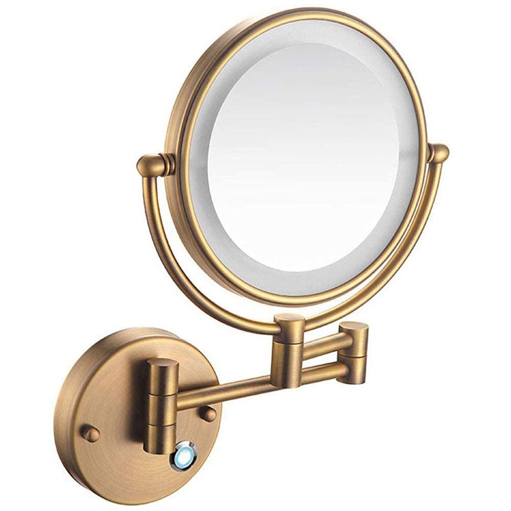 5X Magnifying Wall Mount Led Lighted Makeup Mirror Touch Screen Shaving Mirror Double-Sided Round Bathroom Vanity Mirror Swivel Extendable Cosmetic Mirror Concealed Install Makeup And Shavi ( C ( Colo