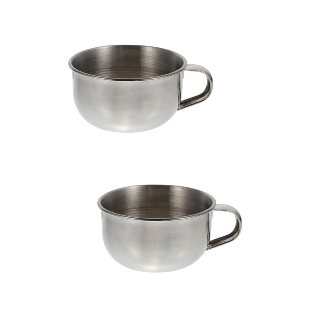 FOMIYES 2pcs Shaving Mugs Men Shaving Foam Bowl Stainless Steel Bowl Handle Design for Wet Shave