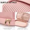 Double Layers Travel Makeup Bag,Large PU Leather Cosmeti Bag,Portable Toiletry Bag Cute Makeup Organizer Case Travel Essentials for Women,Girls,A view 3