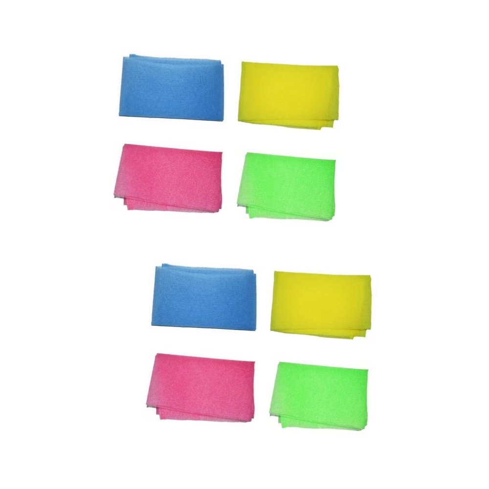 Angoily 8pcs Exfoliating Nylon Bath Towel for Back Scrubbing Yellow Green Dead Skin Removal and for Skin Types