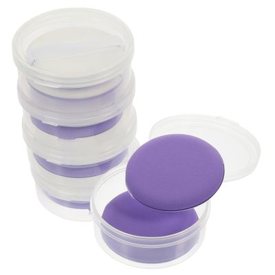 Angoily 5sets Hydrophilic Foundation Makeup Sponges for Wet Dry Use Sponges Storage Boxes Blend Effortlessly Natural Look