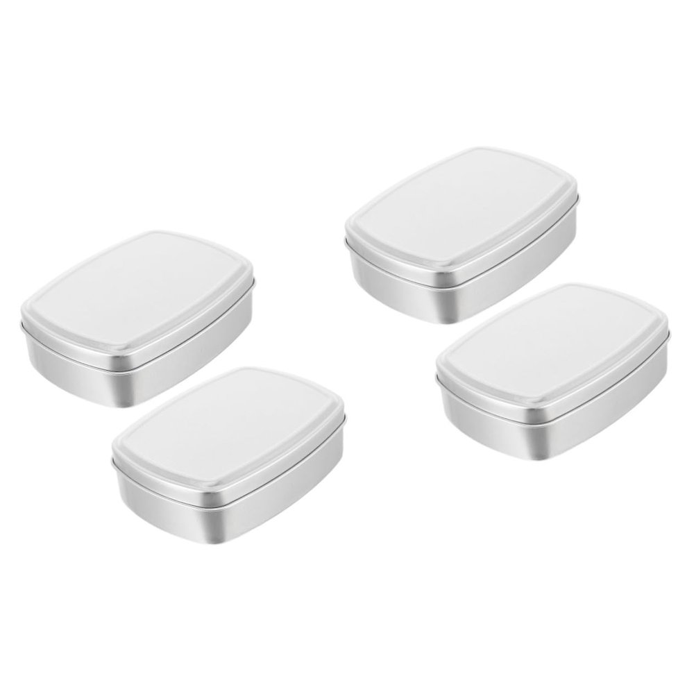 Angoily 4pcs Travel Storage Box Empty Aluminum Soap Box Lids for Cosmetics Containers