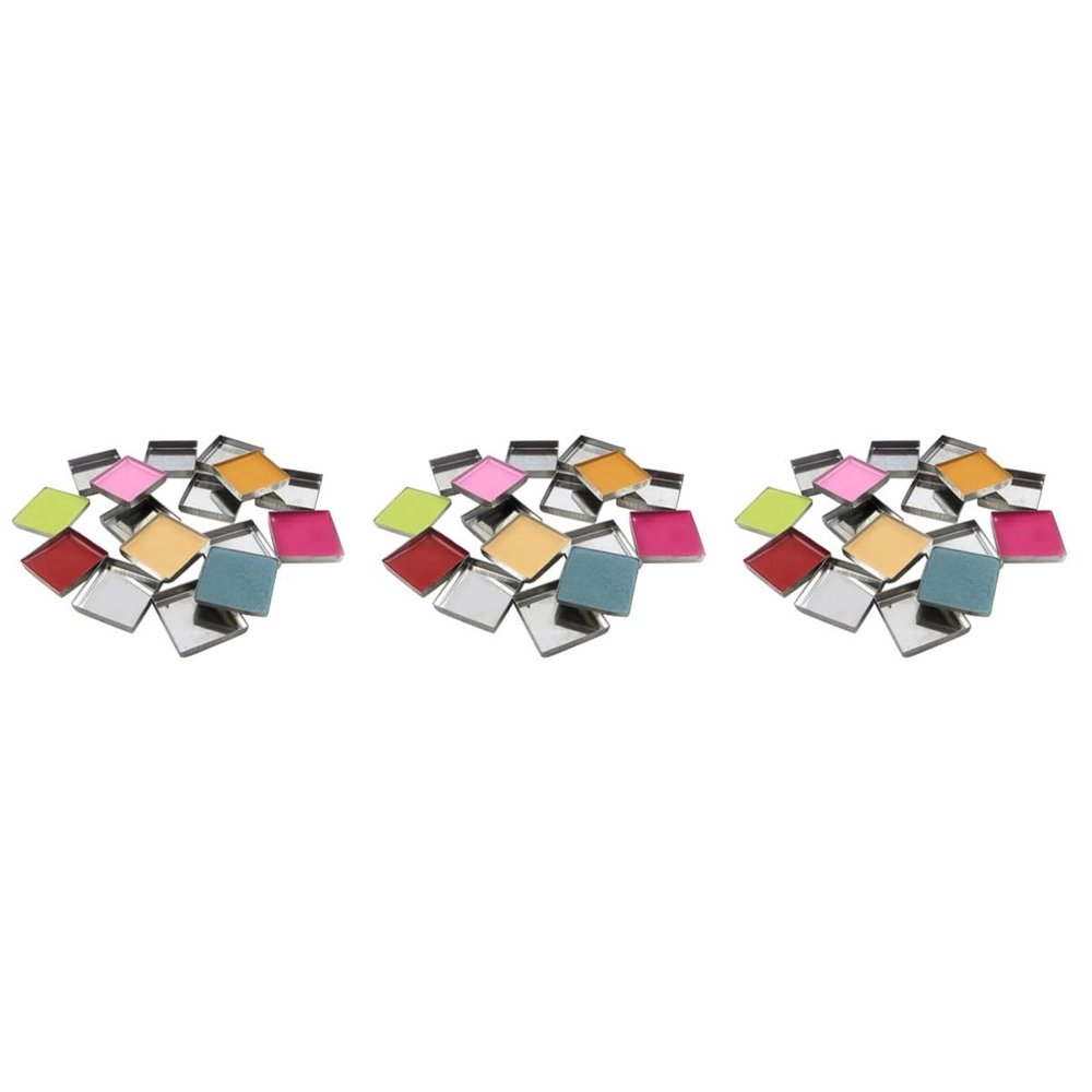 Angoily 3sets Diy Makeup Pans 26mm Metal Empty Pans for Eyeshadow Blush Pressed Magnetic Fit 56pcs*3