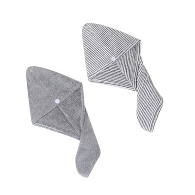 Angoily 2pcs Grey Hair Dry Cap Absorbent Hair Wraps Quick Drying Towel for Hair Family Friends
