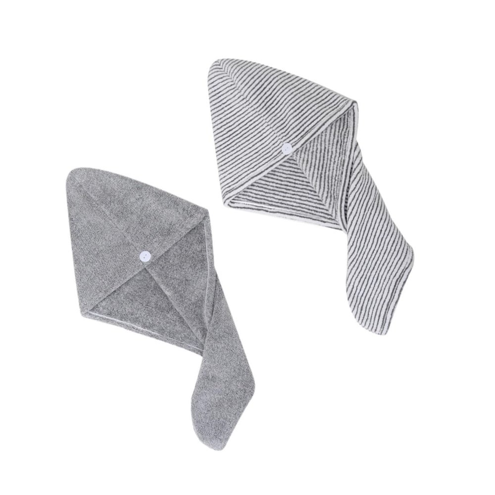 Angoily 2pcs Grey Hair Dry Cap Absorbent Hair Wraps Quick Drying Towel for Hair Family Friends