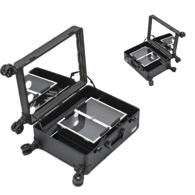 Travel Makeup Bag Organizer Trolley, Professional Rolling Makeup Case Makeup Artist Cosmetic Train Case Travel Case Large Makeup Train Case Cosmetic Case Organizer Artist Storage Bag (Size : C)