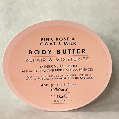 Ciroa, Pink Rose & Oat Milk Body Butter, Repair & Hydrate, Dermatologically Tested & Vegan Friendly, 15.8 oz / 450gr