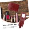 balacoo Mini Lipstick Bag Ladies Wallet Earring Storage Case Leather Wallets Make up Bags for Women Portable Lipstick Case Cosmetic Bags for Women Photoprint Lipstick Stand Travel Pu, 10X7cm view 3