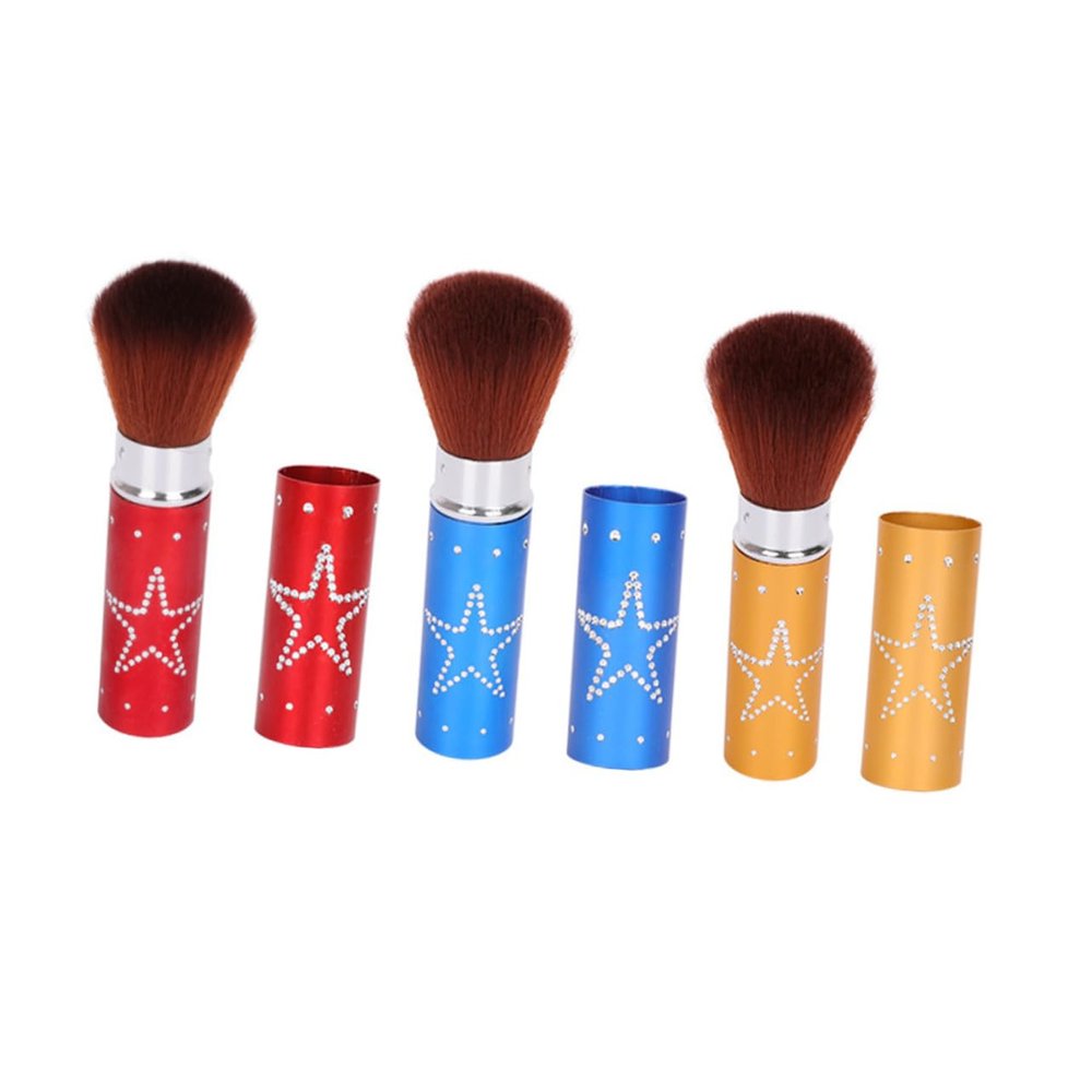 NOLITOY 3pcs Retractable Makeup Brush for Women Portable Blush and Loose Powder Applicator Ergonomic Design for Travel Random Colors