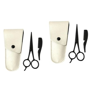 Didiseaon 6pcs Facial Hair Scissors Set Men Beard Scissors Styling Kit Small Comb Stainless Steel for Barbers Home Use