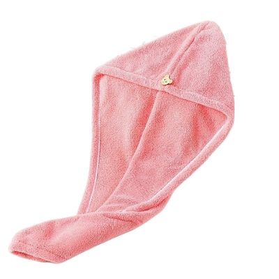 KIKBAX Women Hair Drying Hat Microfiber Hair Towel Cap Hat Bath Hat Solid Towel Cap Super Absorption Hair Dry Cap (Color : Pink, Size : 1SIZE)
