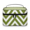 Zigzag Pattern Chevron Pattern White Green Cosmetic Bag, Travel Portable Makeup Bag for Purse Pouch Beauty Zipper Organizer Toiletry Bag for Women view 1