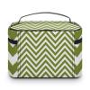 Zigzag Pattern Chevron Pattern White Green Cosmetic Bag, Travel Portable Makeup Bag for Purse Pouch Beauty Zipper Organizer Toiletry Bag for Women view 3