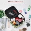 Zigzag Pattern Chevron Pattern White Green Cosmetic Bag, Travel Portable Makeup Bag for Purse Pouch Beauty Zipper Organizer Toiletry Bag for Women view 4