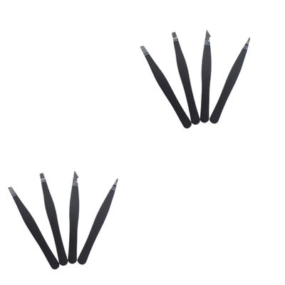 Angoily 8pcs Ergonomic Design Eyebrow Tweezer Kit Stainless Steel Flat Tips for Ingrown Hair Splinters and Beauty Grooming