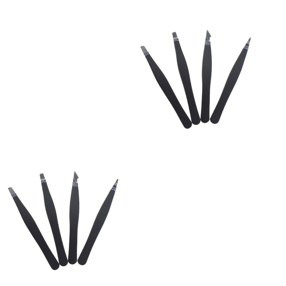 Angoily 8pcs Ergonomic Design Eyebrow Tweezer Kit Stainless Steel Flat Tips for Ingrown Hair Splinters and Beauty Grooming