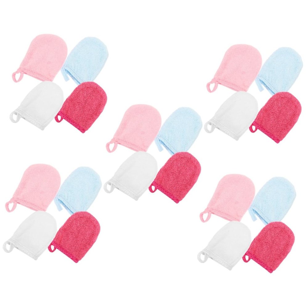 Angoily 20pcs Microfiber Facial Cleaning Gloves for Makeup Removal Soft and Absorbent Wash Mitts for Eye and Face Cleansing Reusable and Convenient Makeup Towels for Women