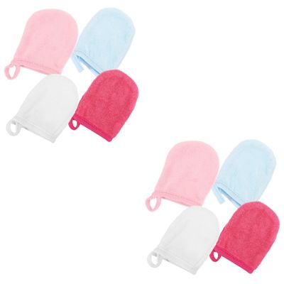 Angoily 8pcs Microfiber Makeup Remover Gloves Sleep Facial Cleaning Mitts Women Girl Gentle Face Mitts Kit