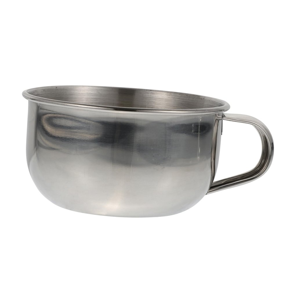 Angoily 3pcs Stainless Steel Shaving Bowl Handle Men's Shaving Container for Home Barbershop Use Easy to Carry and Store for Grooming Enthusiasts