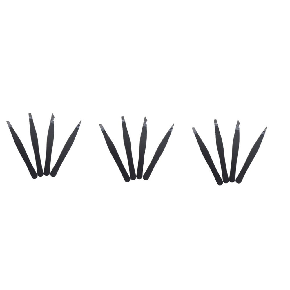 Angoily 12pcs Professional Eyebrow Tweezers Kit of Flat Pointed Stainless Steel Tweezers for Hair Removal for First Aid and Beauty