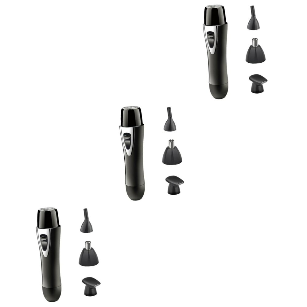 Angoily 3pcs Rechargeable Electric Nose Hair Trimmer Multi-Function Grooming Tool for Men and Women Compact Design USB Charging and Safe for Travel Use Black