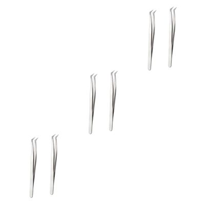 Angoily 6pcs Grafting Eyelashes Tweezers Precision Makeup Tools for Fake Eyelash Application for Professional and Personal Use Includes Shape Tweezers