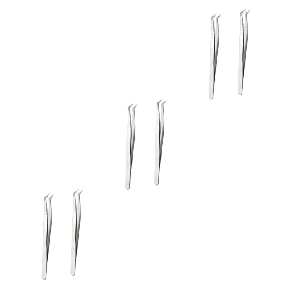 Angoily 6pcs Grafting Eyelashes Tweezers Precision Makeup Tools for Fake Eyelash Application for Professional and Personal Use Includes Shape Tweezers