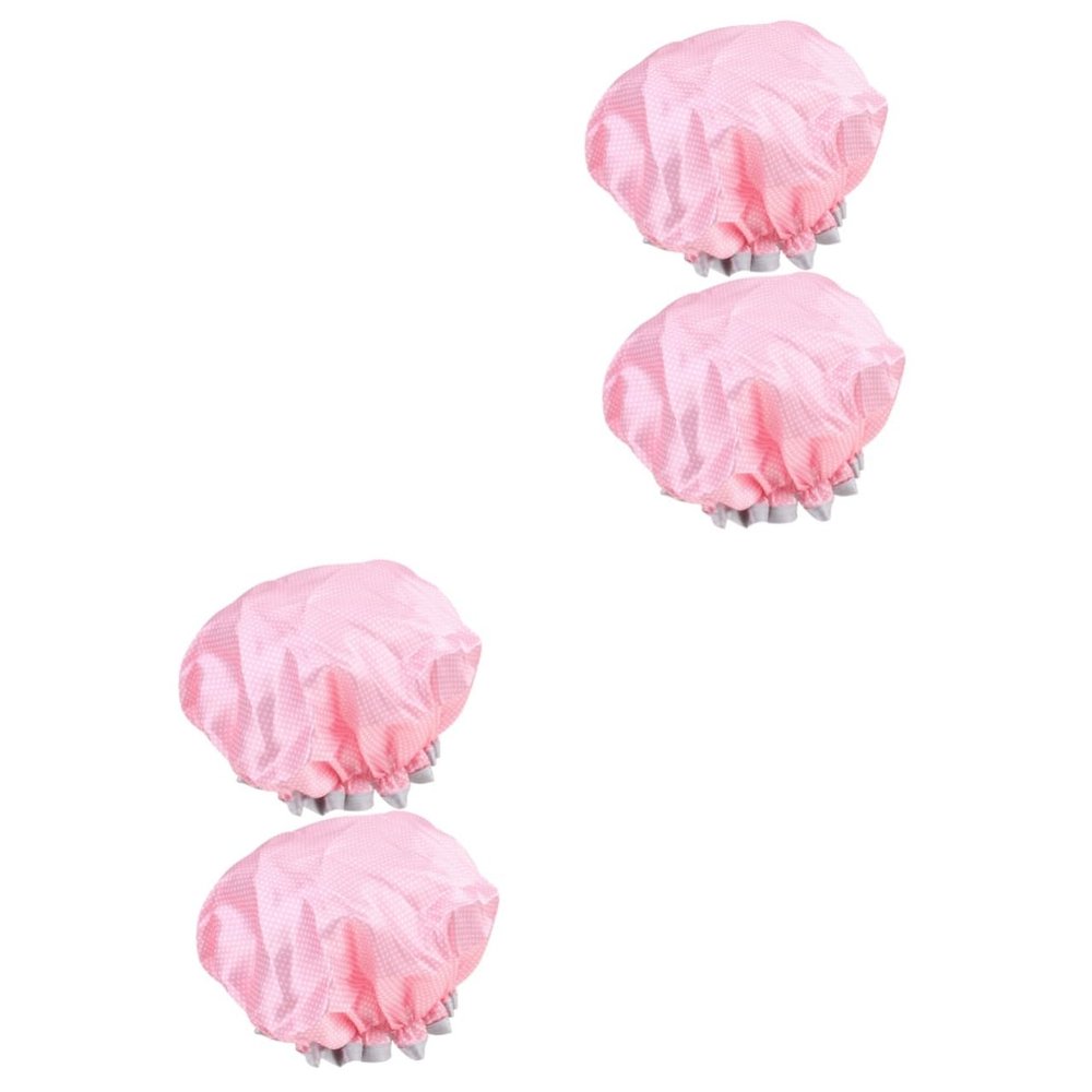 Angoily 4pcs Eva Bath Caps for Adults Hair Protective Shower Hats Daily Use Bathroom Accessories Pattern