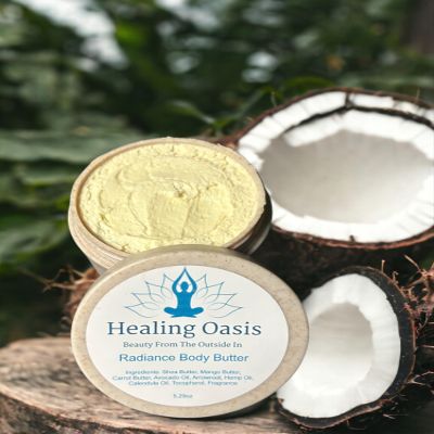 Healing Oasis Radiance Body Butter (Coconut Woods- Sandalwood and Coconut, 8.81 ounce)