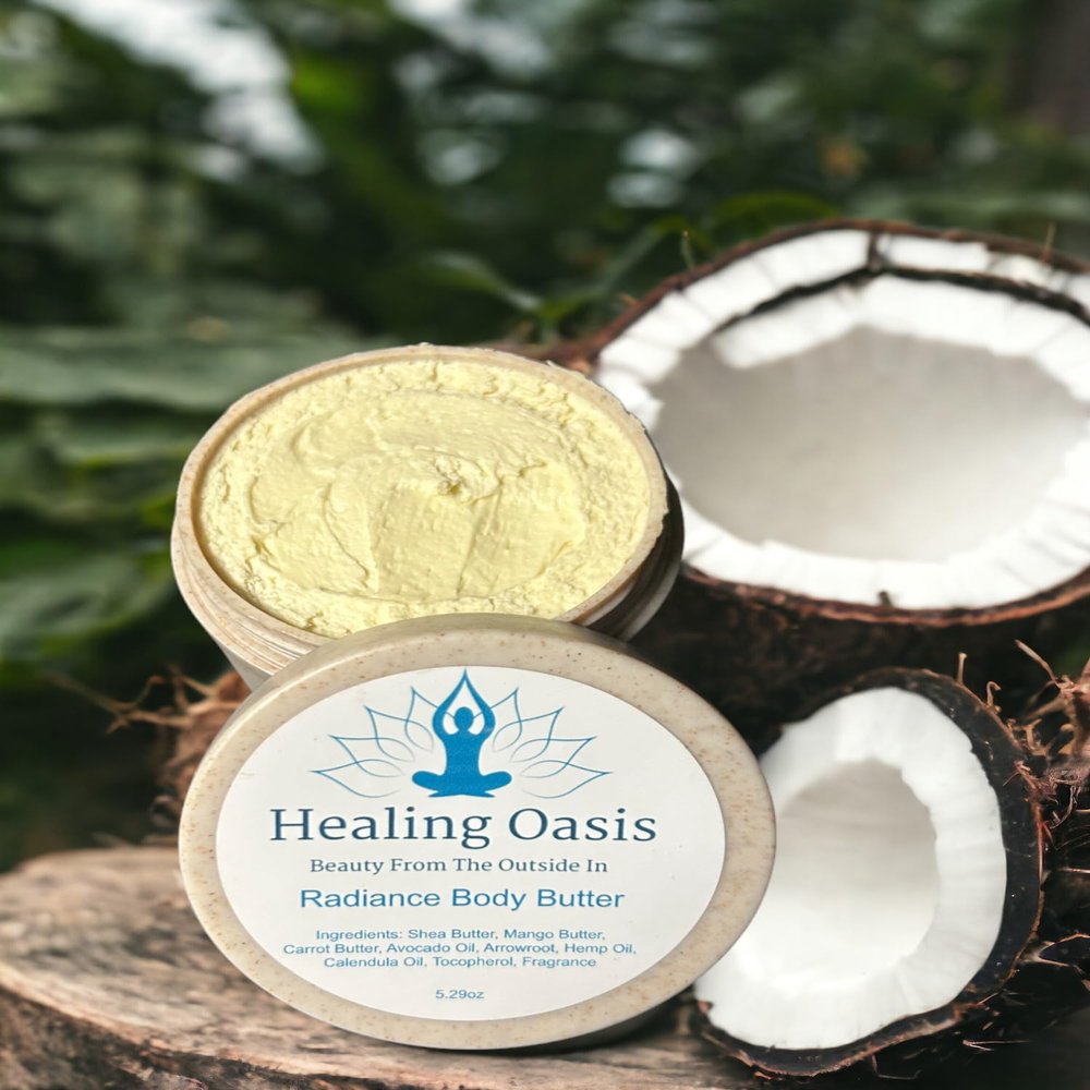 Healing Oasis Radiance Body Butter (Coconut Woods- Sandalwood and Coconut, 8.81 ounce)