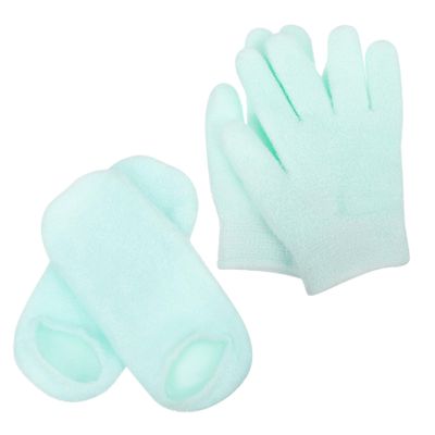 NOLITOY 4pcs Moisturizing Gel Gloves and Socks Dry Cracked Hands and Feet Treatment Spa Accessories Comfortable Overnight Use Suitable for Women