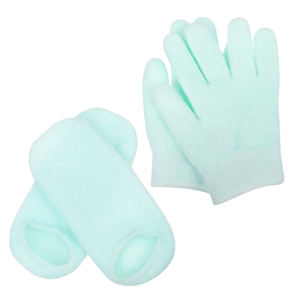NOLITOY 4pcs Moisturizing Gel Gloves and Socks Dry Cracked Hands and Feet Treatment Spa Accessories Comfortable Overnight Use Suitable for Women