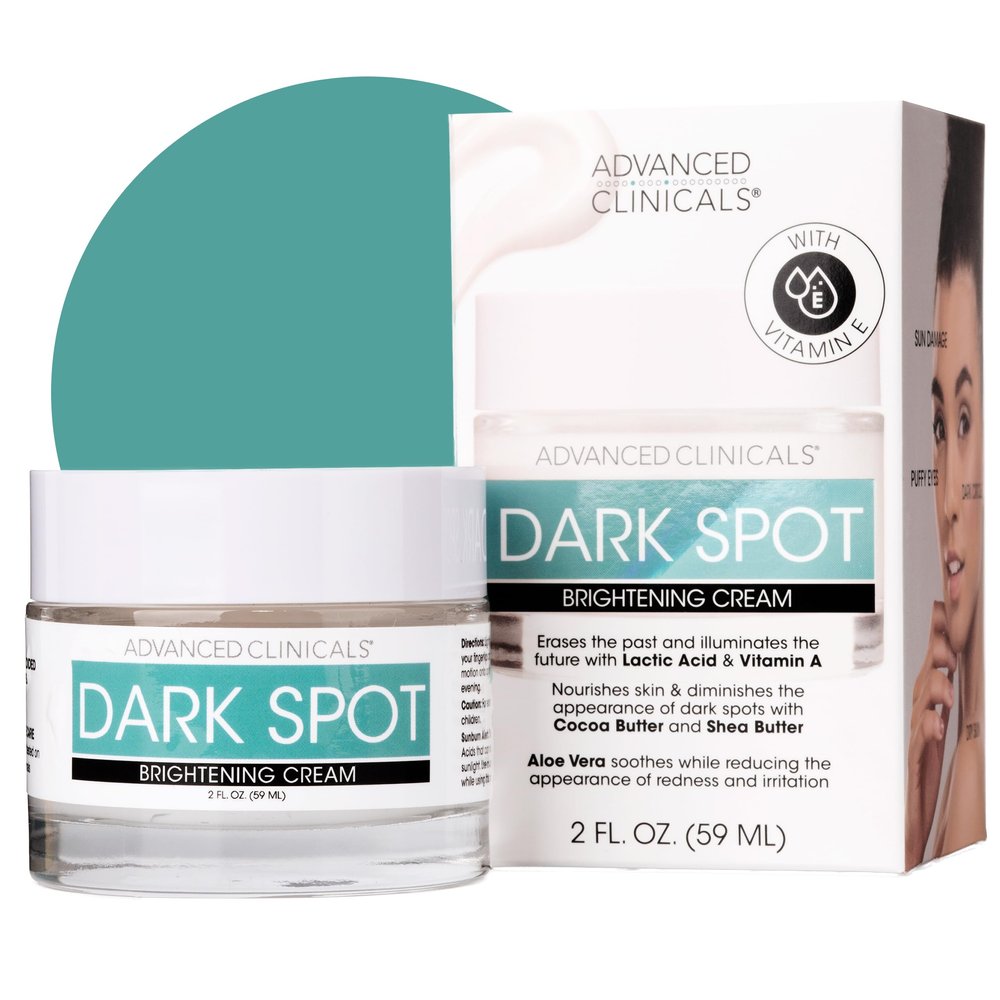 Advanced Clinicals Dark Spot Face Moisturizer | Lactic Acid Lotion For Face With Caffeine, Cocoa Butter, & Vitamin A | Brightening Cream Visibly Reduces Look Of Dark Spots & Uneven Skin Tone, 2 Fl Oz