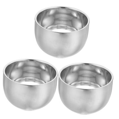 minkissy 3pcs Men's Shaving Mug Double Shave Bowl Modern Stainless Steel Shaving Cup Safety Razor Accessory