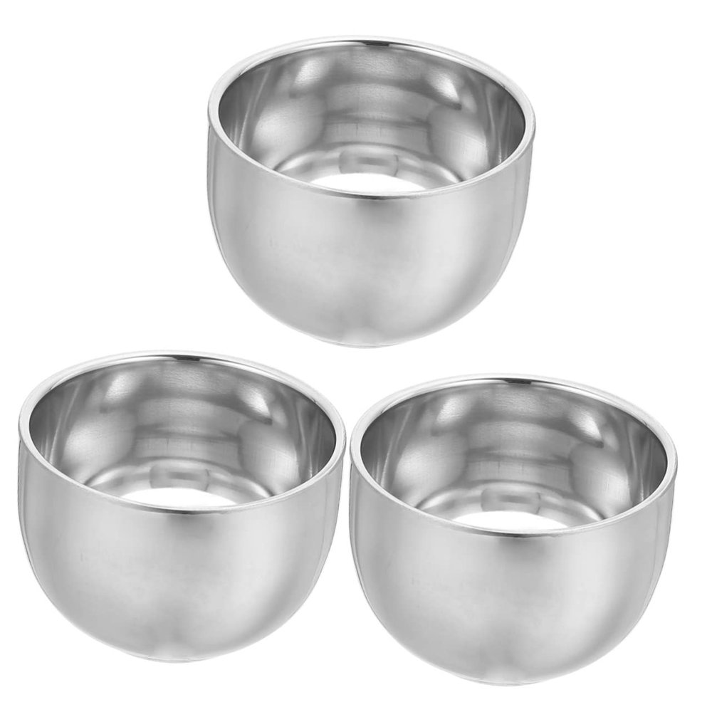 minkissy 3pcs Men's Shaving Mug Double Shave Bowl Modern Stainless Steel Shaving Cup Safety Razor Accessory
