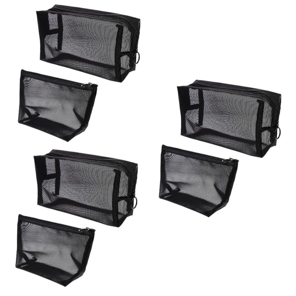 NOLITOY 6pcs Large Capacity Mesh Cosmetic Bag Versatile Toiletries Organizer for Travel Gym and Home Use Design for Easy Visibility