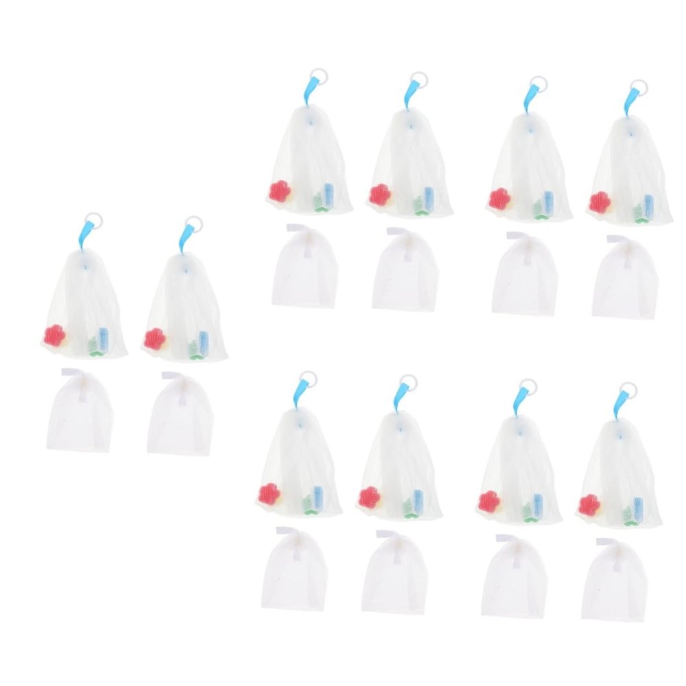 Didiseaon 20pcs Cleansing Foaming Soap Net for Shower Loofah Sack Saver Bar Soap Holder Drying Cup