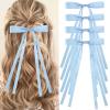Vodolo Blue Hair Bows for Women,4 PCS Large Bow Hair Clips Tassel Ribbon Bowknot With Long Tail,Ribbon Hair Bows Barrettes for Thick Thin Hair,Nonslip Hair Accessories Christmas Birthday Gifts view 1