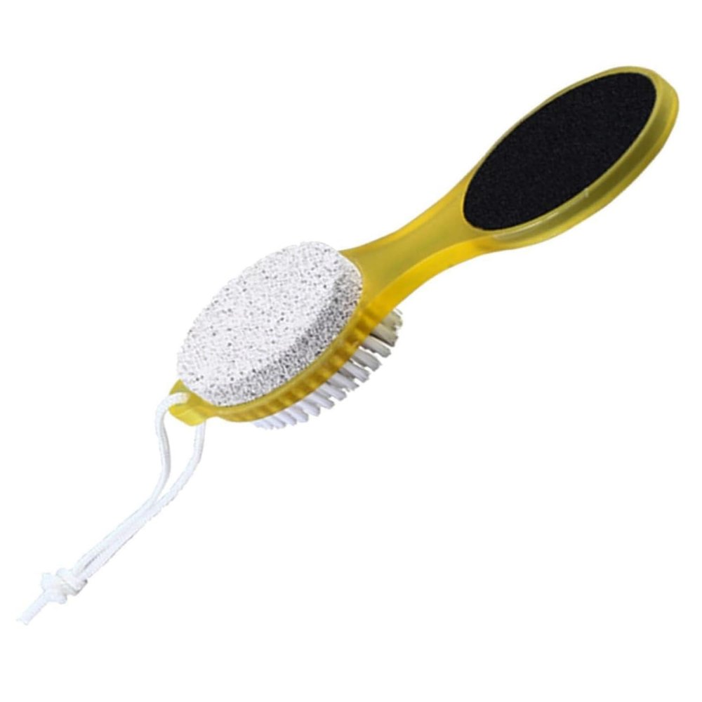 4 in 1 Foot File Callus Remover Multi-Functional Foot Scrubber Brush Feet Pedicure Tools Foot File Rasp with Pumice Stone for Home Foot Care (Yellow)